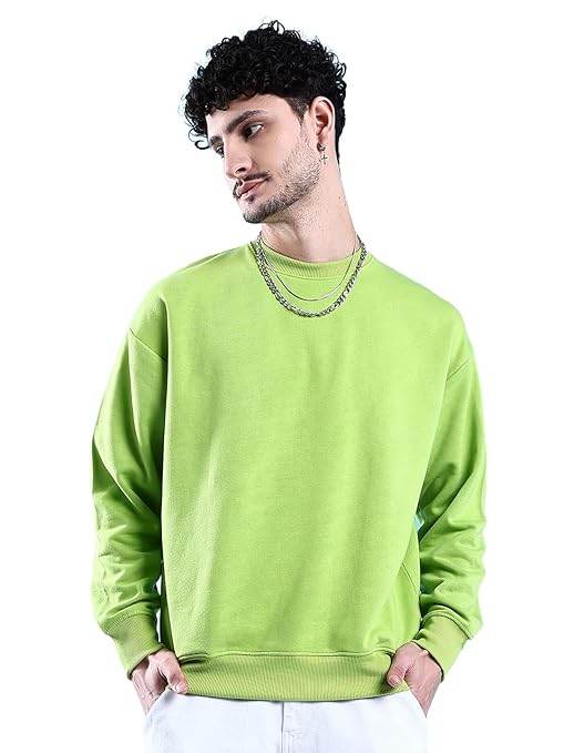 Men Round Neck Light Green Sweatshirt - MYLUXURY LANE ENTERPRISE