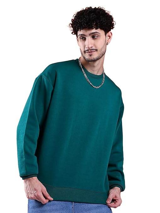Men Round Neck Dark Green Sweatshirt - MYLUXURY LANE ENTERPRISE