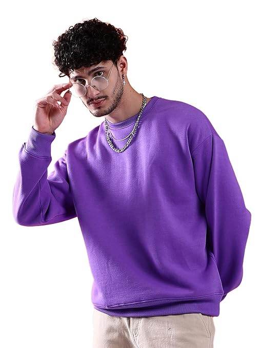 Men Round Neck Voilet Sweatshirt - MYLUXURY LANE ENTERPRISE
