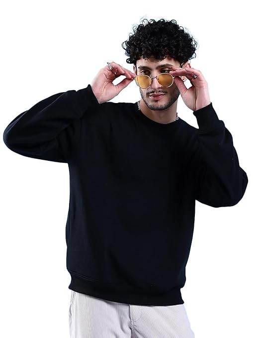 Men Round Neck Black Sweatshirt - MYLUXURY LANE ENTERPRISE