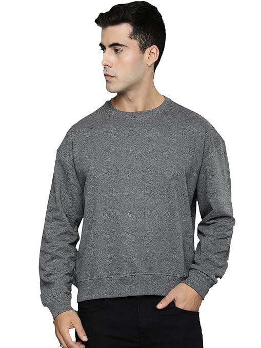 Men Regular Fit Black Melange Sweatshirt - MYLUXURY LANE ENTERPRISE