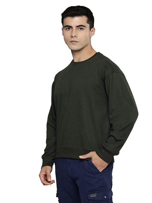 Men Regular Fit Olive Green Sweatshirt - MYLUXURY LANE ENTERPRISE
