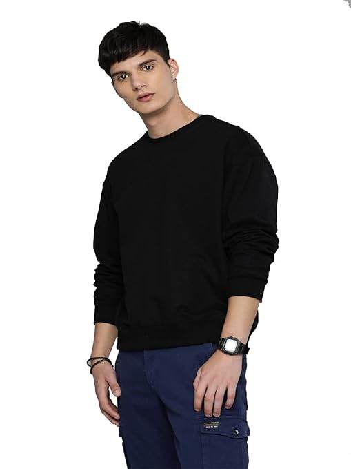 Men Regular Fit Black Sweatshirt - MYLUXURY LANE ENTERPRISE