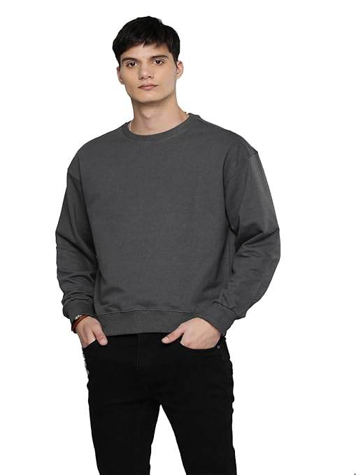 Men Regular Fit Steel Grey Sweatshirt - MYLUXURY LANE ENTERPRISE