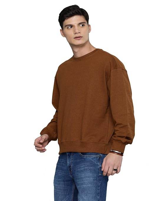Men Regular Fit Mustard Brown Sweatshirt - MYLUXURY LANE ENTERPRISE