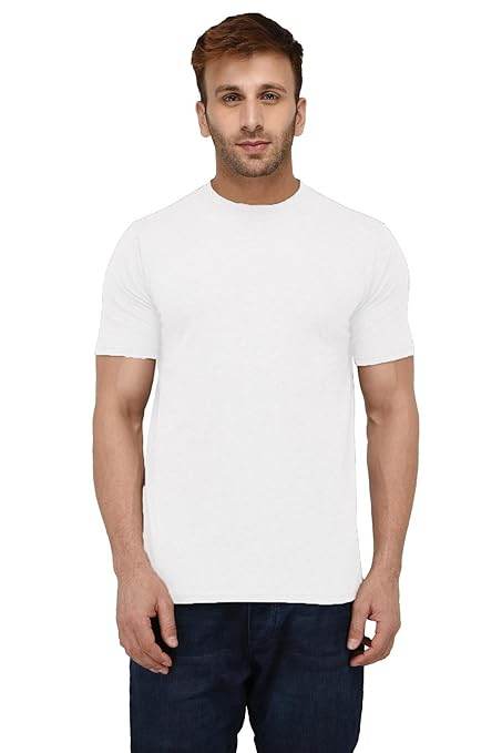 Men Plain Cotton White T-Shirt - MYLUXURY LANE ENTERPRISE