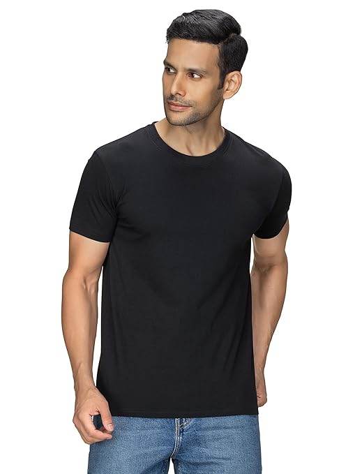 Men Regular Fit Black T-Shirt - MYLUXURY LANE ENTERPRISE