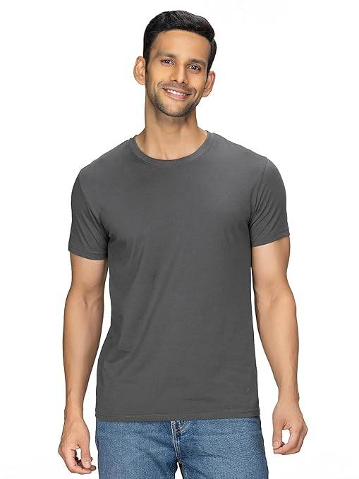 Men Regular Fit Dark Grey T-Shirt - MYLUXURY LANE ENTERPRISE