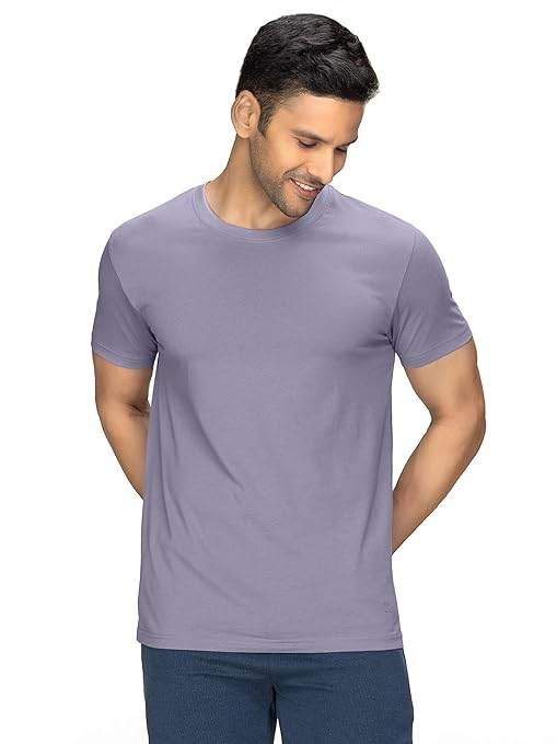 Men Regular Fit Grey Lilac T-Shirt - MYLUXURY LANE ENTERPRISE