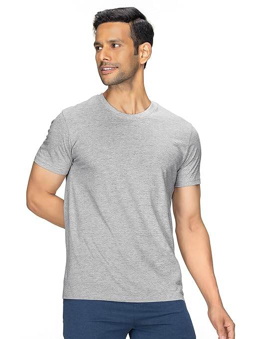 Men Regular Fit Grey Melange T-Shirt - MYLUXURY LANE ENTERPRISE