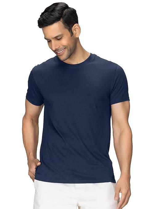 Men Regular Fit Navy Blue T-Shirt - MYLUXURY LANE ENTERPRISE