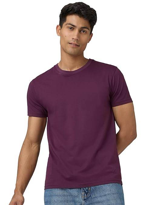 Men Regular Fit Plum Red T-Shirt - MYLUXURY LANE ENTERPRISE