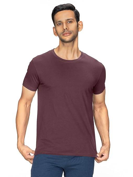 Men Regular Fit Wine T-Shirt - MYLUXURY LANE ENTERPRISE