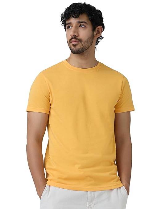 Men Regular Fit Yellow T-Shirt - MYLUXURY LANE ENTERPRISE