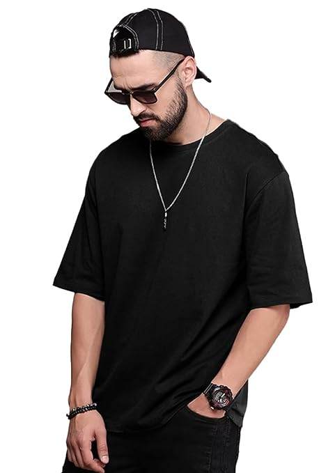 Men Oversized Black T-Shirt - MYLUXURY LANE ENTERPRISE