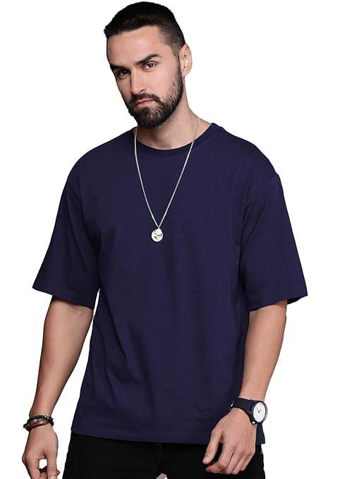 Men Oversized Navy Blue T-Shirt - MYLUXURY LANE ENTERPRISE