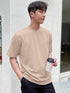 Men Round Neck Beige T-Shirt - MYLUXURY LANE ENTERPRISE