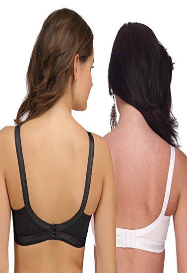 Plus Size- Pack Of 2 Black & White Cotton Front Bras - MYLUXURY LANE ENTERPRISE