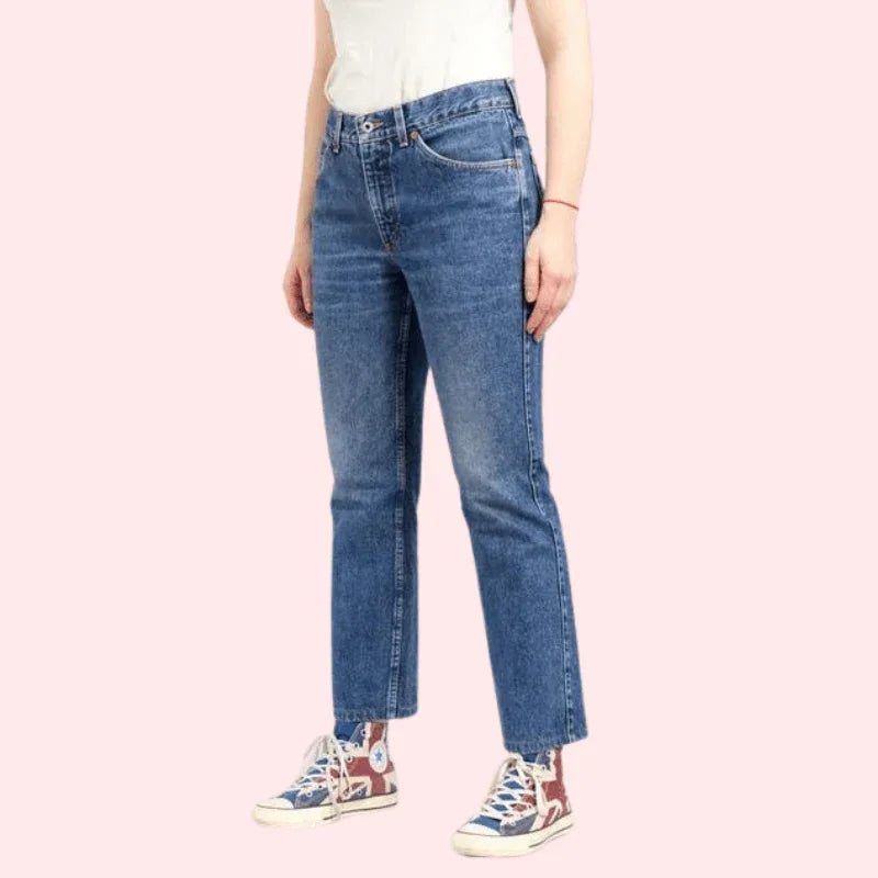 Women's 90s Blue Denim Straight Leg Jeans - MYLUXURY LANE ENTERPRISE