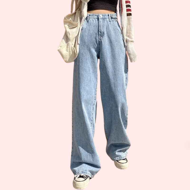 Women's Stylish High Waist Wide Leg Straight Jeans - MYLUXURY LANE ENTERPRISE
