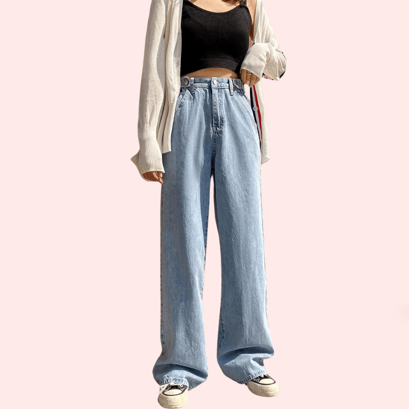 Women's Stylish High Waist Wide Leg Straight Jeans - MYLUXURY LANE ENTERPRISE