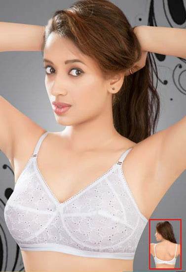 Everyday Wear Chicken Work White Bra(Pack Of 2) - MYLUXURY LANE ENTERPRISE