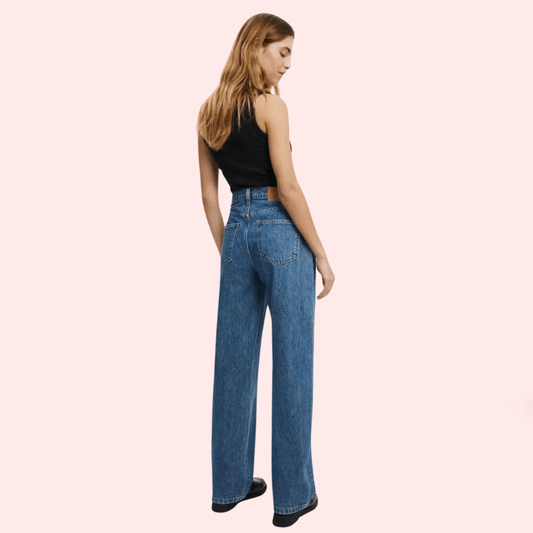 Smokey Blue Denim Loose Fit Straight Jeans for Women - MYLUXURY LANE ENTERPRISE