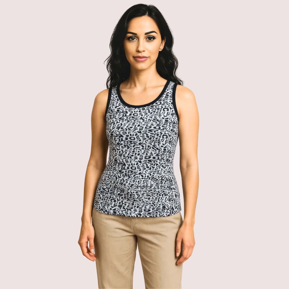 Monochrome Leopard Print Tank Top - MYLUXURY LANE ENTERPRISE