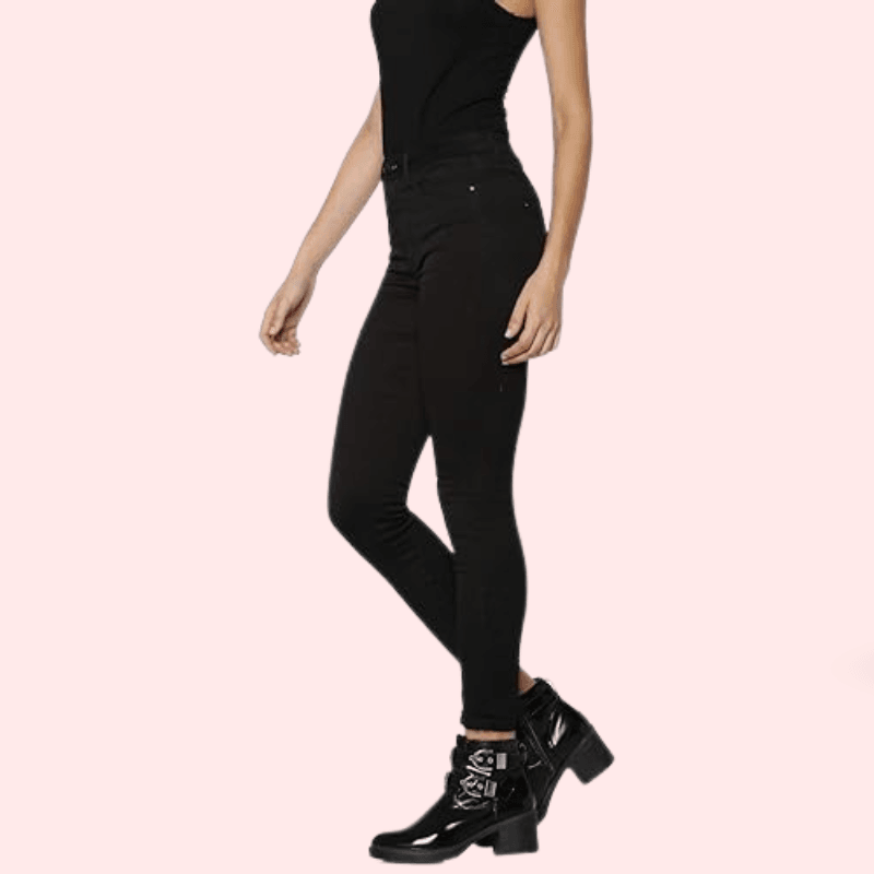 Women's Classic High Waist Royal Black Skinny Jeans - MYLUXURY LANE ENTERPRISE