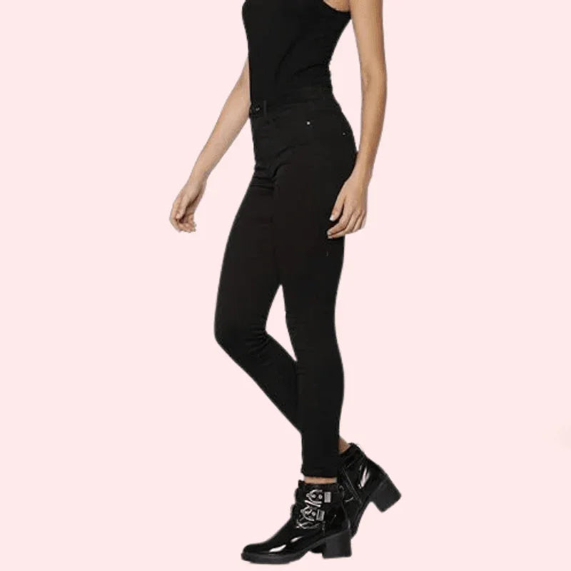 Women's Classic High Waist Royal Black Skinny Jeans - MYLUXURY LANE ENTERPRISE