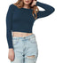 Women Cotton Boat Neck Navy Top - MYLUXURY LANE ENTERPRISE