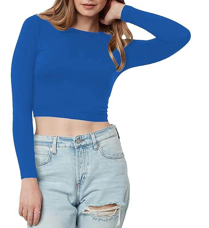 Women Cotton Boat Neck Royal Blue Top - MYLUXURY LANE ENTERPRISE