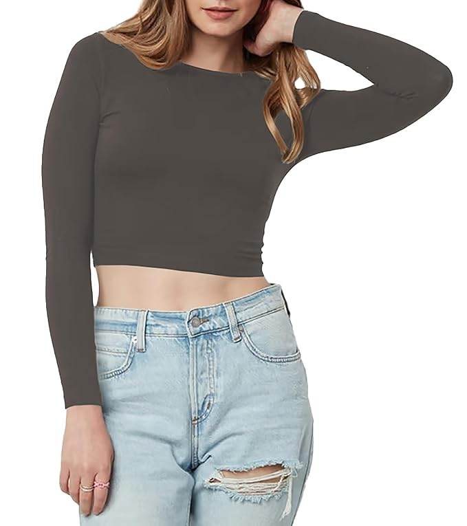 Women Cotton Boat Neck Slate Grey Top - MYLUXURY LANE ENTERPRISE