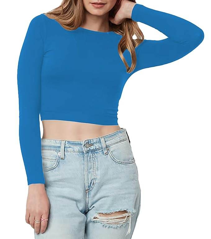 Women Cotton Boat Neck Teal Blue Top - MYLUXURY LANE ENTERPRISE