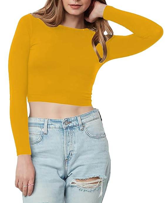 Women Cotton Boat Neck Yellow Top - MYLUXURY LANE ENTERPRISE