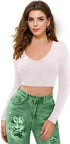 Women V-Neck White Crop Top - MYLUXURY LANE ENTERPRISE