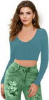 Women V-Neck Blue Crop Top - MYLUXURY LANE ENTERPRISE