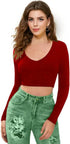 Women V-Neck Red Crop Top - MYLUXURY LANE ENTERPRISE