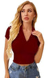 Women Collar V-Neck Maroon Crop Top - MYLUXURY LANE ENTERPRISE