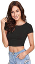 Women Round Neck Black Crop Top - MYLUXURY LANE ENTERPRISE