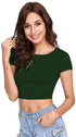 Women Round Neck Dark Green Crop Top - MYLUXURY LANE ENTERPRISE