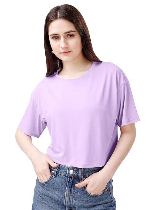Women Oversized Lavender Crop Top - MYLUXURY LANE ENTERPRISE