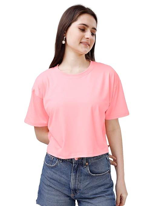 Women Oversized Peach Crop Top - MYLUXURY LANE ENTERPRISE