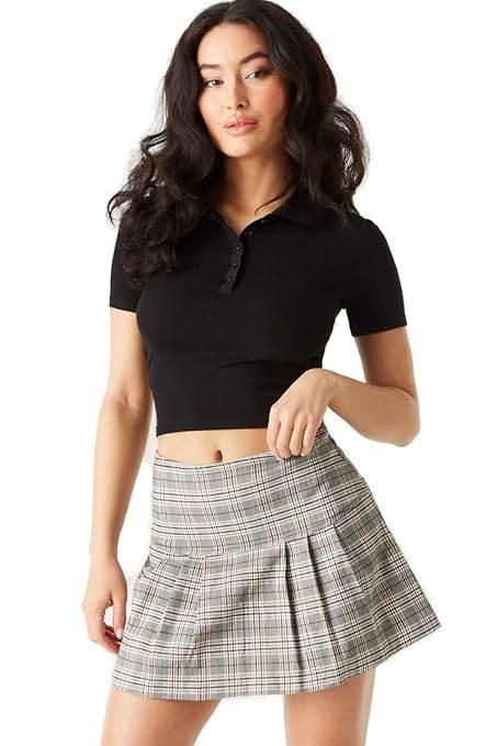 Women Ribbed Button Up Black Crop Top - MYLUXURY LANE ENTERPRISE