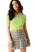 Women Ribbed Button Up Mint Green Crop Top - MYLUXURY LANE ENTERPRISE