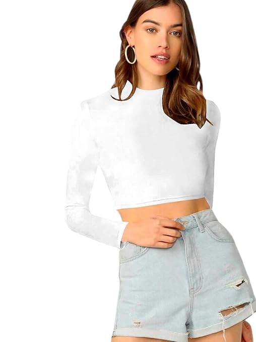 Women's Stylish Frost White Crop Top - MYLUXURY LANE ENTERPRISE