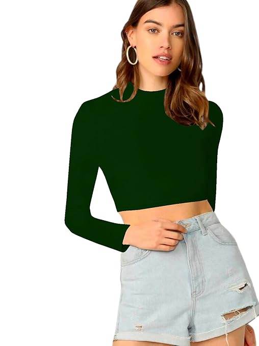 Women's Stylish Dark Green Crop Top - MYLUXURY LANE ENTERPRISE