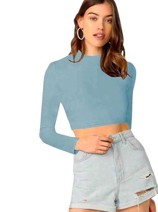 Women's Stylish Sky Blue Crop Top - MYLUXURY LANE ENTERPRISE