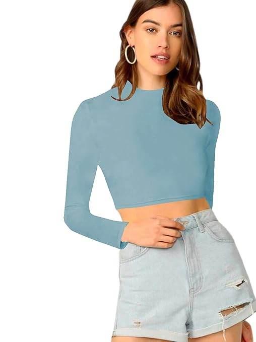 Women's Stylish Sky Blue Crop Top - MYLUXURY LANE ENTERPRISE