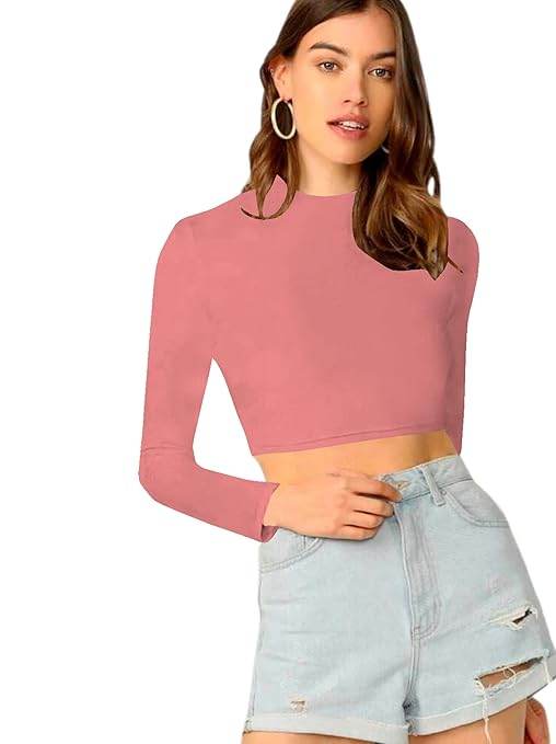 Women's Stylish Rose Peach Crop Top - MYLUXURY LANE ENTERPRISE